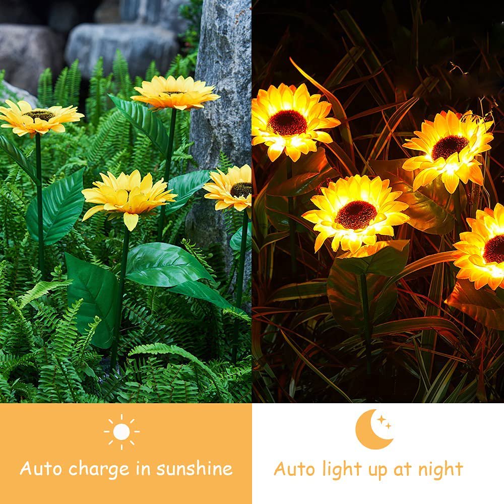 Art of Aurra Outdoor Sunflower 26'' Solar Decorative Lights for Garden Patio Backyard (2 Pack)