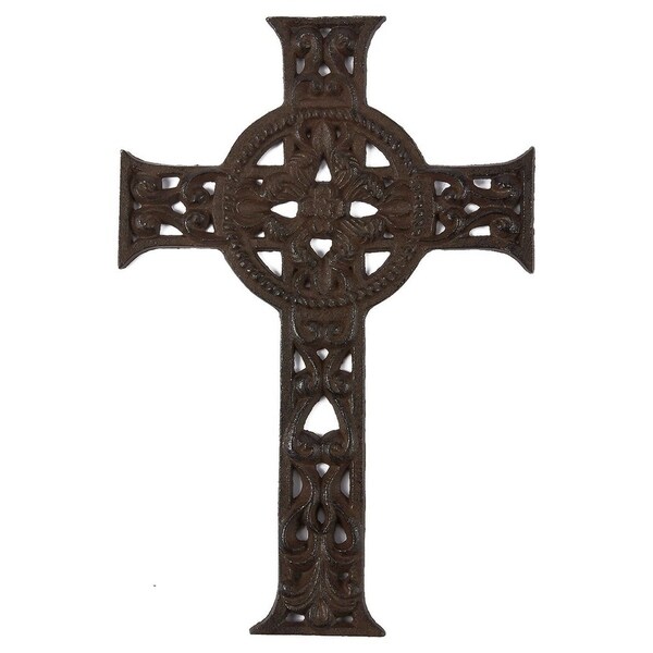 Wrought Iron Rustic Celtic Cross Decoration Christian Religious，11.5x7.7x0.5