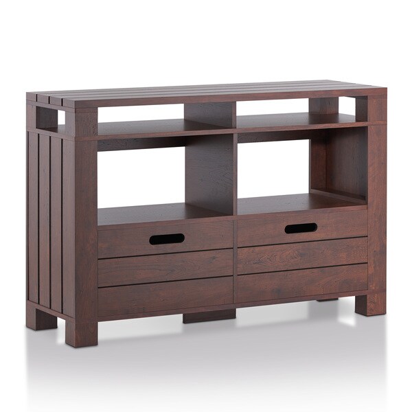 Furniture of America Prag Rustic Walnut 47-inch 4-shelf Sofa Table