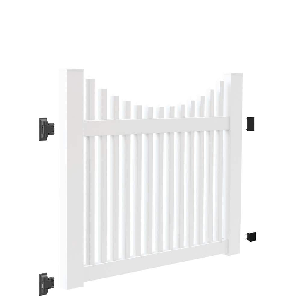 Barrette Outdoor Living Ottawa Scallop 5 ft. W x 4 ft. H White Vinyl Un-Assembled Fence Gate 73025384