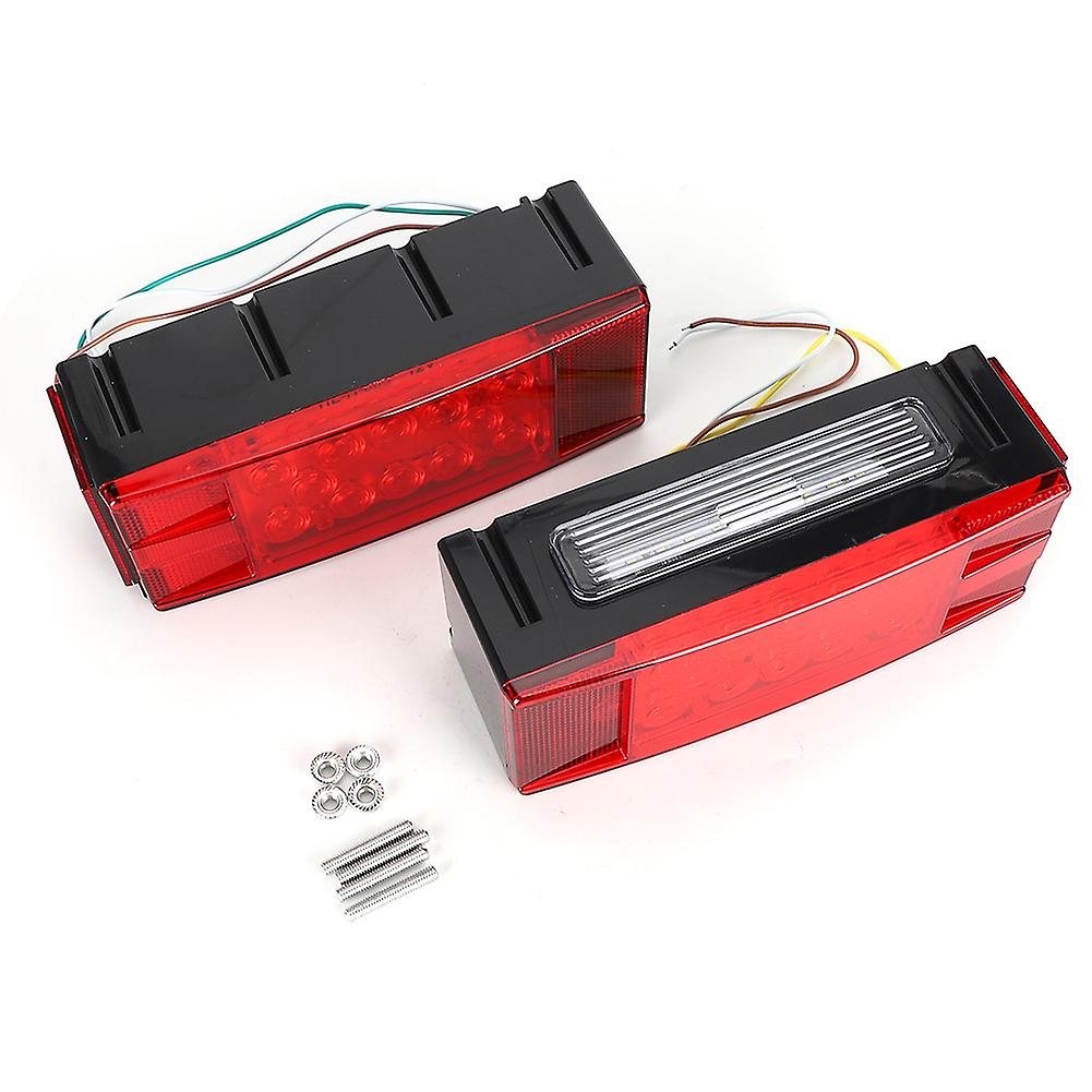 2pcs Rectangular Trailer Taillight Led Rear Light Lamp Ip67 Waterproof Super Bright