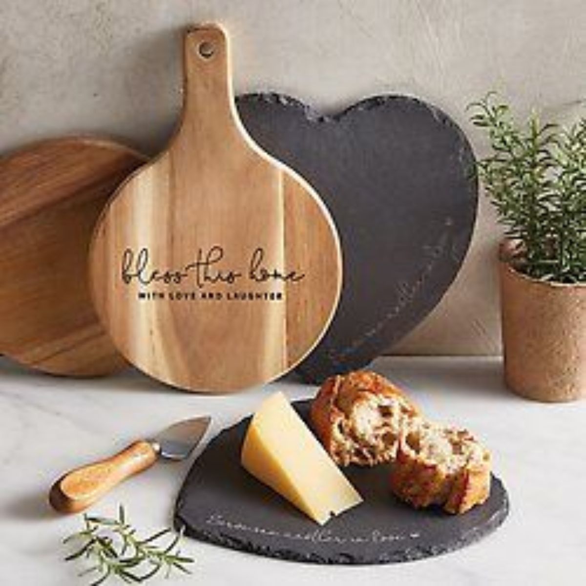 Christian Brands G2041 Bless Wood Cheese Board SetPack of 2