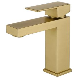 Boyel Living Single Handle Single Hole Bathroom Faucet with Water Supply Lines in Brushed Gold - Short BM2181NG-1