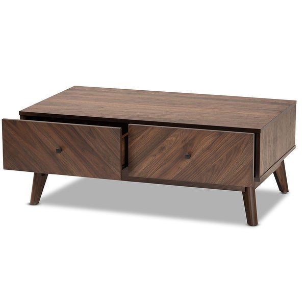 Hartman Mid-Century Modern Walnut Brown Finished Wood Coffee Table