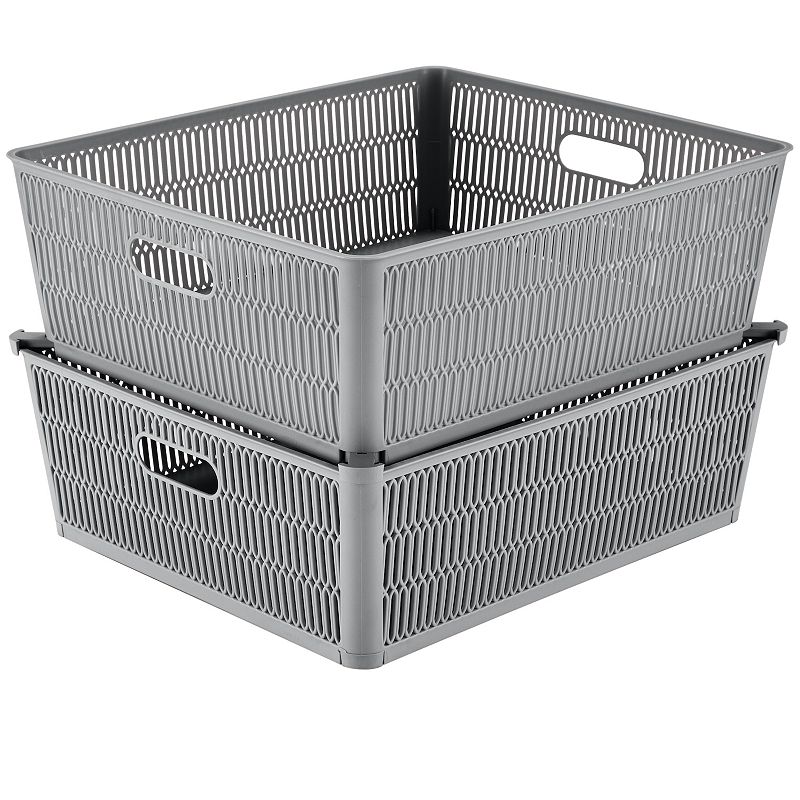 Simplify 2-Pack Slide to Stack Shallow Storage Tote Set