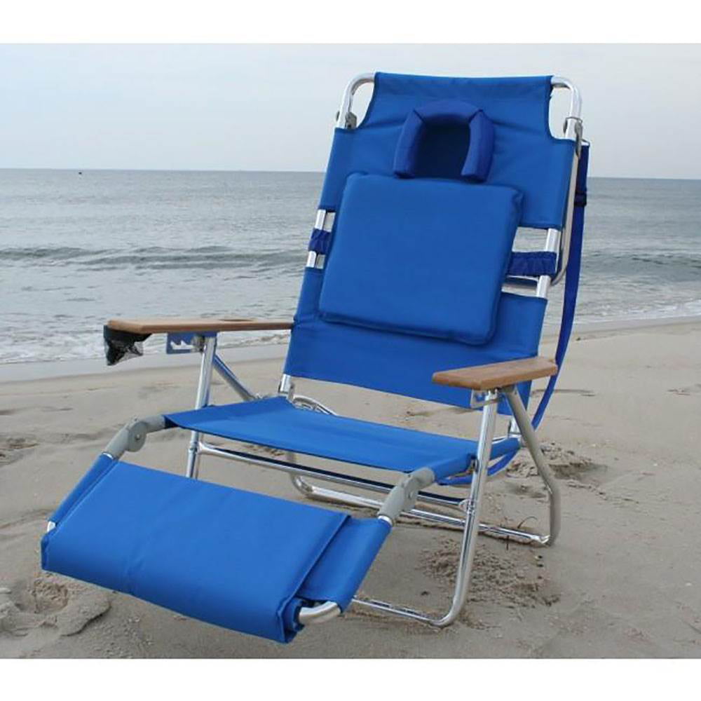 Ostrich Deluxe Padded 3-N-1 Outdoor Lounge Reclining Beach Chair， Blue (4 Pack)