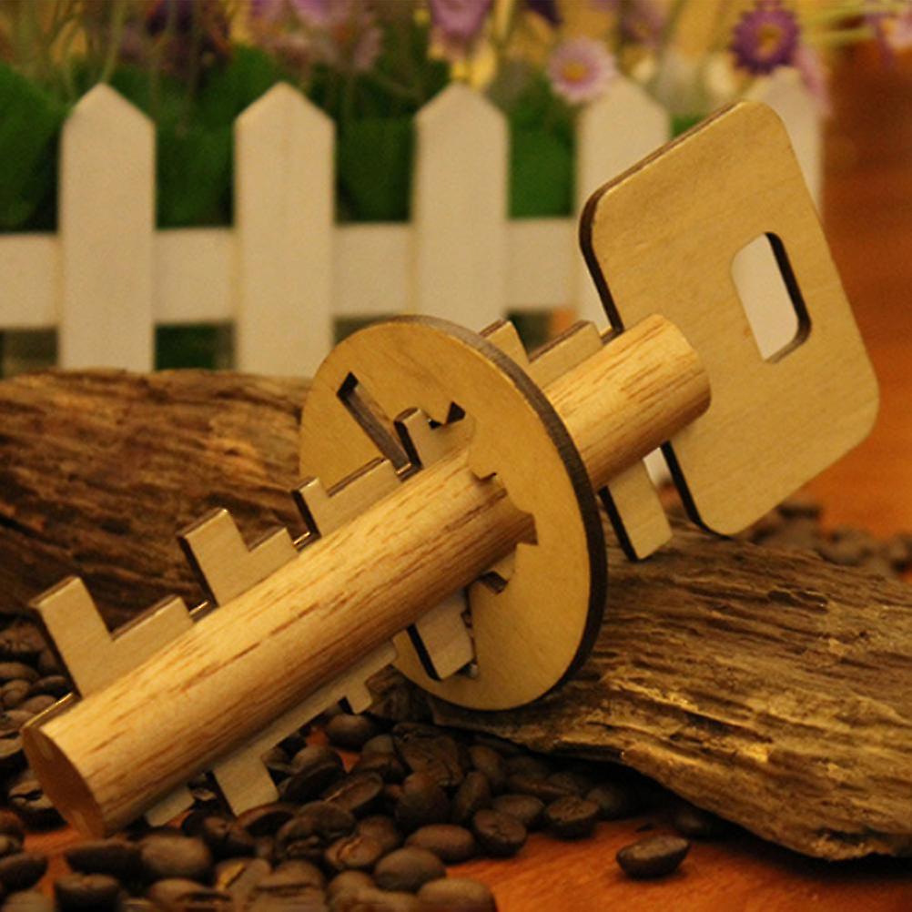 Funny Kong Ming Lock Toys Wooden Toy Unlock Puzzle Key Intellectual Educational Stress Release