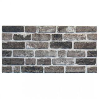 Dundee Deco Falkirk Uffcott 39.4 in. x 19.7 in. Grey Black Faux Brick Styrofoam 3D Decorative Wall Panel (10-Pack) UFHDL1926-10