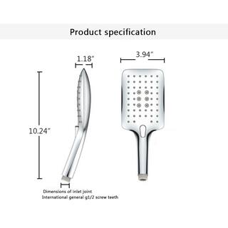 Aurora Decor ACA 3-Spray Patterns with 1.8 GPM 5 in. Rectangle Wall Mount Handheld Shower Head with Hose in Chrome SFMSHD2B12BN