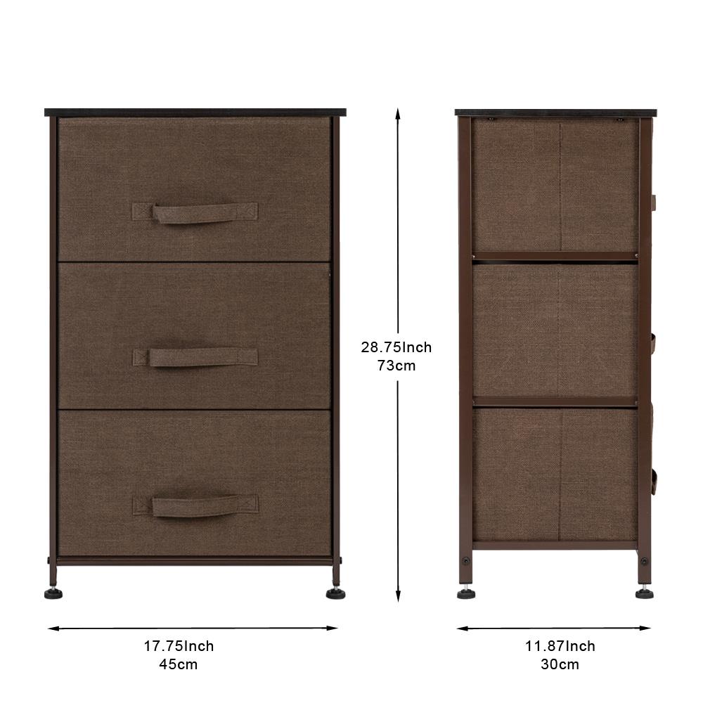 Zimtown 3-Drawers Black Modern Vertical Dresser, Brown