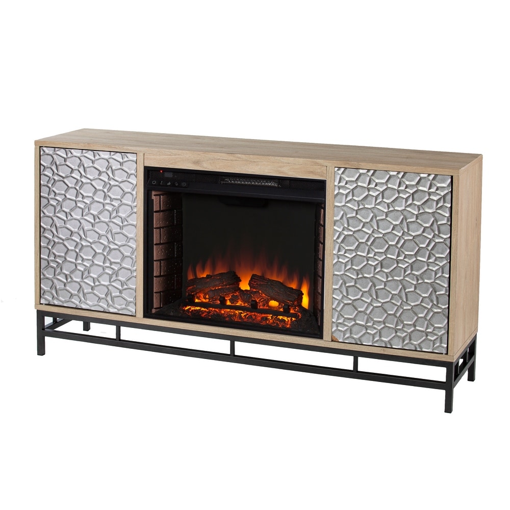 SEI Furniture Ausborne Electric Fireplace w/ Media Storage   Natural