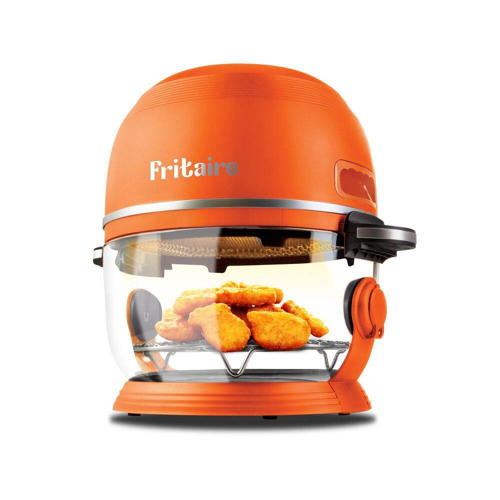 Fritaire Fritaire Self-Cleaning Glass Bowl Air Fryer 5 qt. 6 Functions BPA Free RotisserieTumbler Orange Fritaire-01-OR