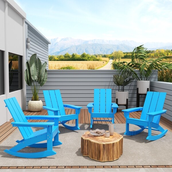 Polytrends Shoreside Modern EcoFriendly All Weather Poly Adirondack Rocking Chairs (Set of 4)