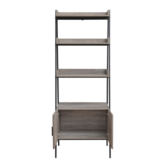 Acme Zakwani Bookshelf  Rustic Oak   Black Finish