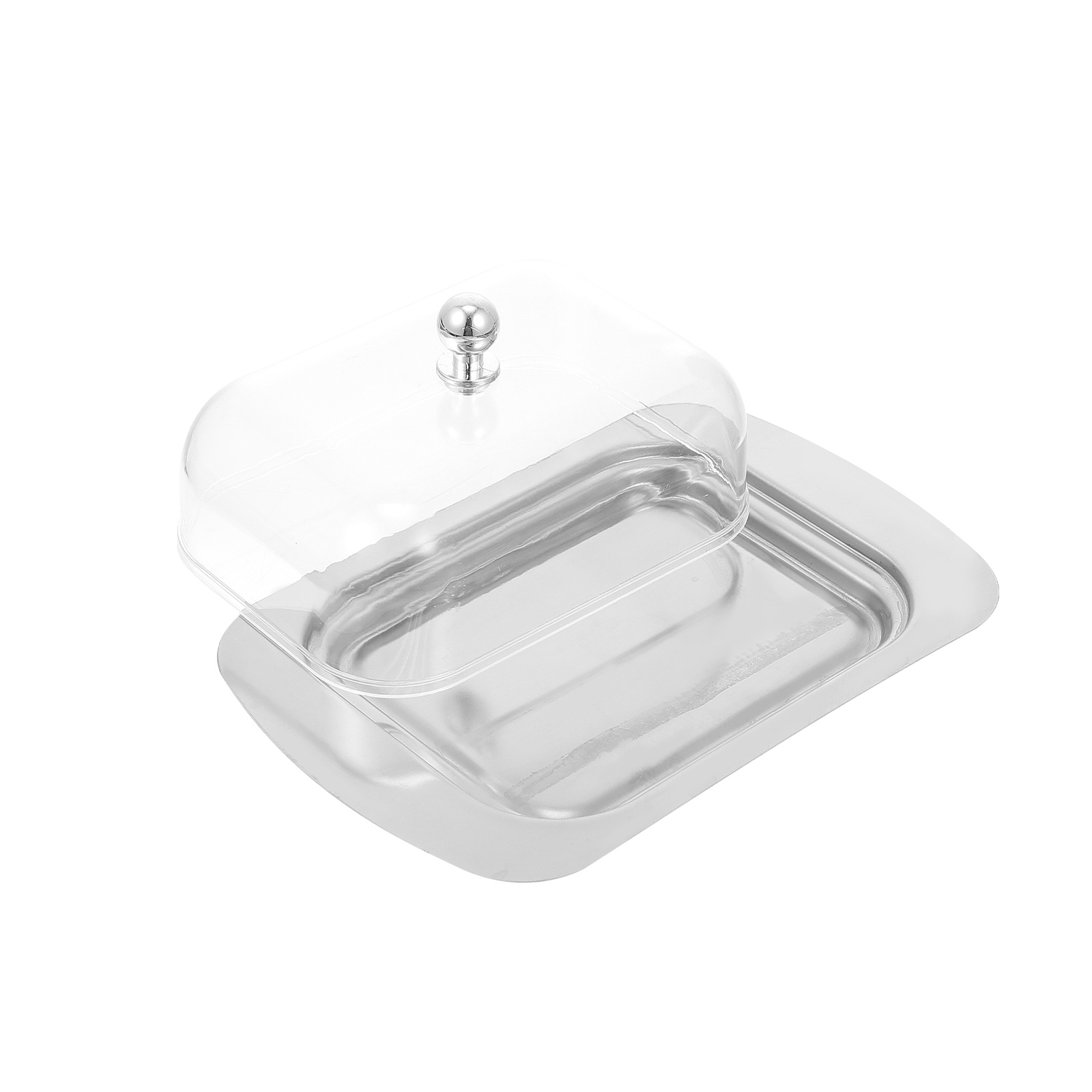 Homemaxs Butter Storage Tray Butter Fresh Keeping Plate Stainless Steel Cheese Plate with Lid for Kitchen