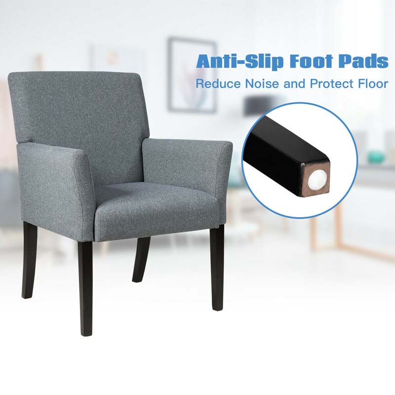 Fabric Upholstered Executive Guest Chair with Rubber Wood Legs, Reception Armchair for Meeting Room Office