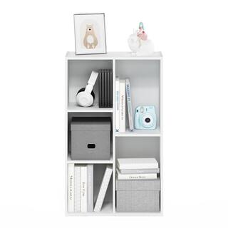 Furinno Tropika 31.5 in. White Faux Wood 5-shelf Standard Bookcase with Storage 11069WH