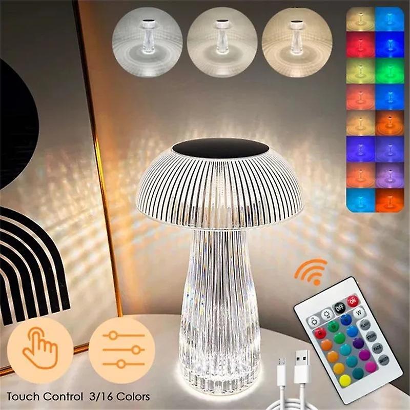 16 Colors Creative Jellyfish Lamp Crystal Table Lamp Nightlights Mushroom Lamp Bedroom Night Lamp Atmosphere Decoration Light