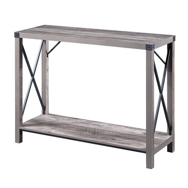 Ledel Rustic Wood Console Table With Storage Shelf