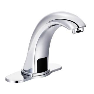 PROOX Battery Powered Touchless Single Hole Bathroom Faucet with Deck Plate in Polished Chrome PRATRX620CH