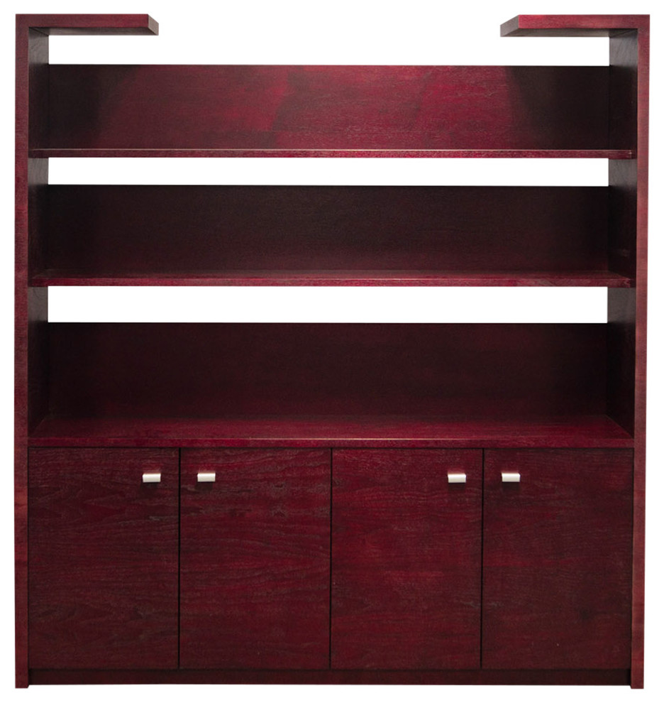 74.75” Modern Madison Mahogany Walnut Shelf Open Shelving Display Hidden Storage   Contemporary   Bookcases   by Zuri Furniture  Houzz