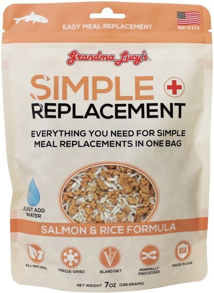 Grandma Lucy's Simple Replacement Salmon and Rice Formula Freeze-Dried Dog Food， 7-oz bag