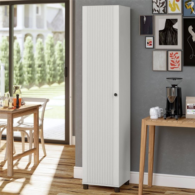 Wide 1 Door Boost Fluted Storage Cabinet White Room amp Joy