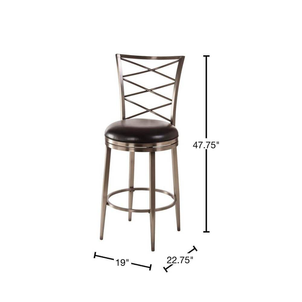 Hillsdale Furniture Harlow 30 in. Swivel Cushioned Bar Stool in Antique Pewter 5333-830