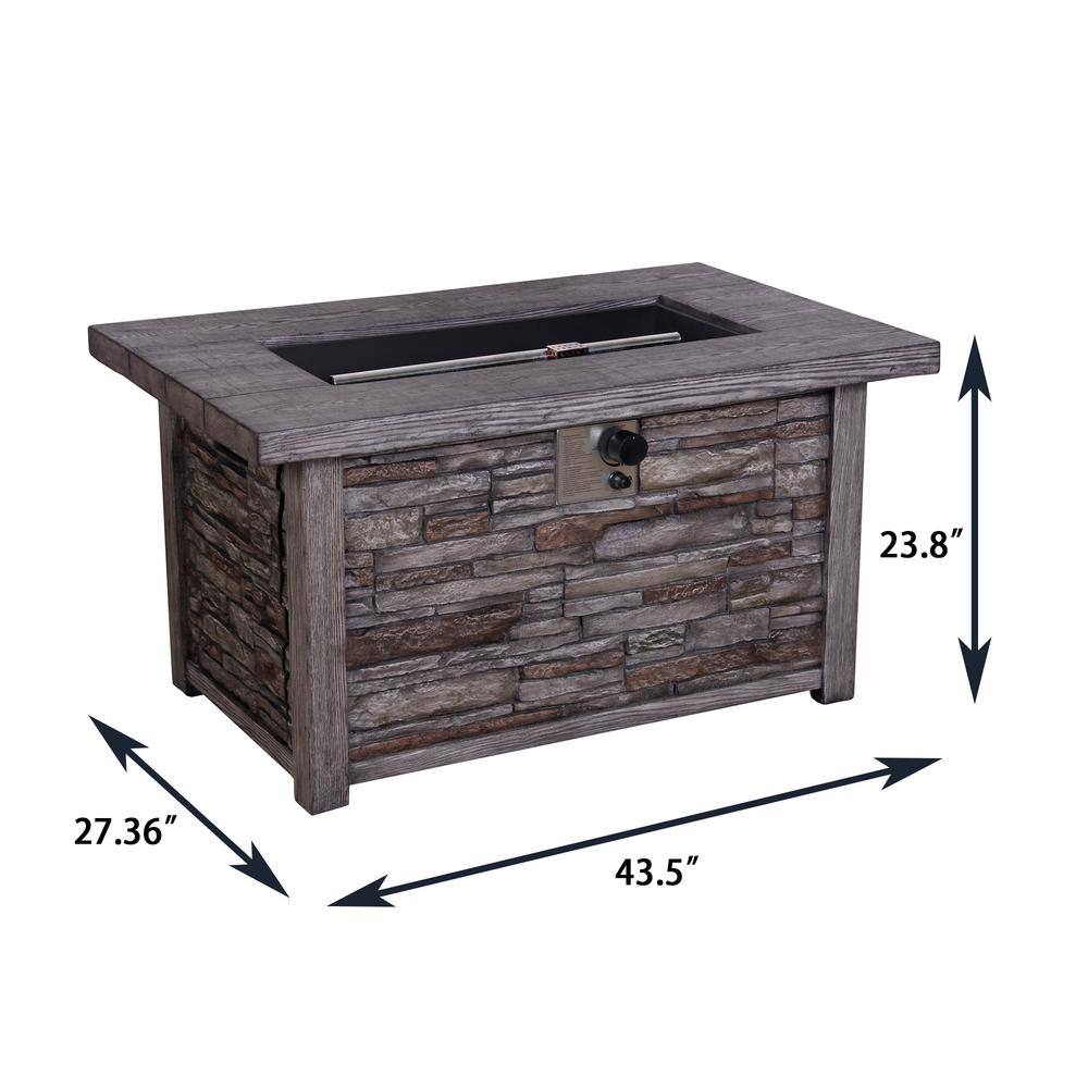 Clihome Outdoor Gray 43.5 in. Rectangular Propane Fire Pit with Waterproof Cover CL-F872-A