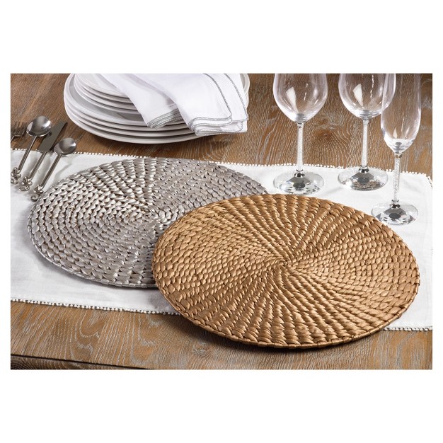 Hyacinth Hand Woven Round Placemat Gold Saro Lifestyle