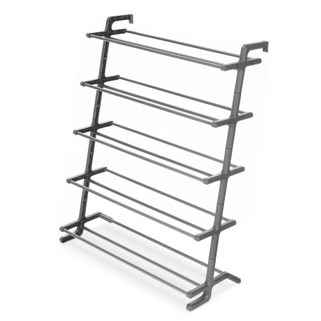 Whitmor 5 Tier Leaning Shoe Rack Black