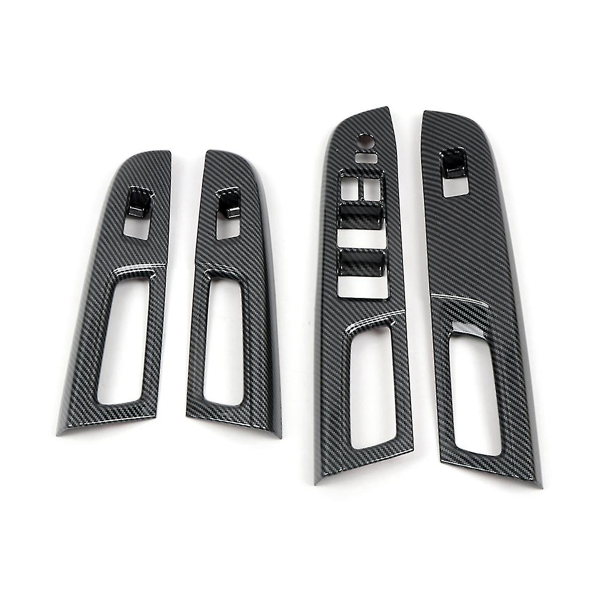 Car Carbon Fiber Window Glass Lift Button Trim Switch Cover Door Armrest Panel For / 2015-2020 Rhd