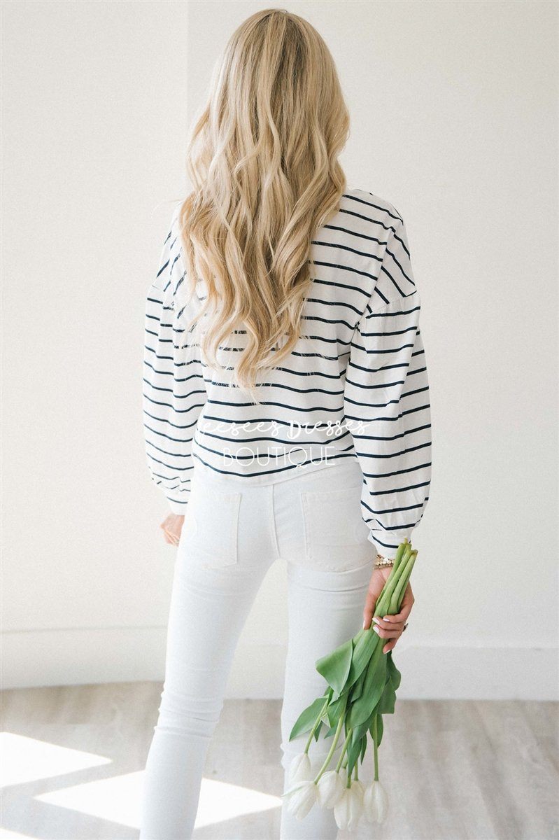 Striped Bubble Sleeve Top