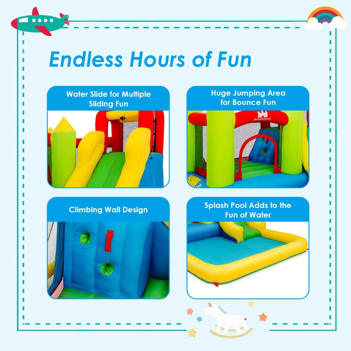 Inflatable Water Slide, Kids Bouncer with Slide