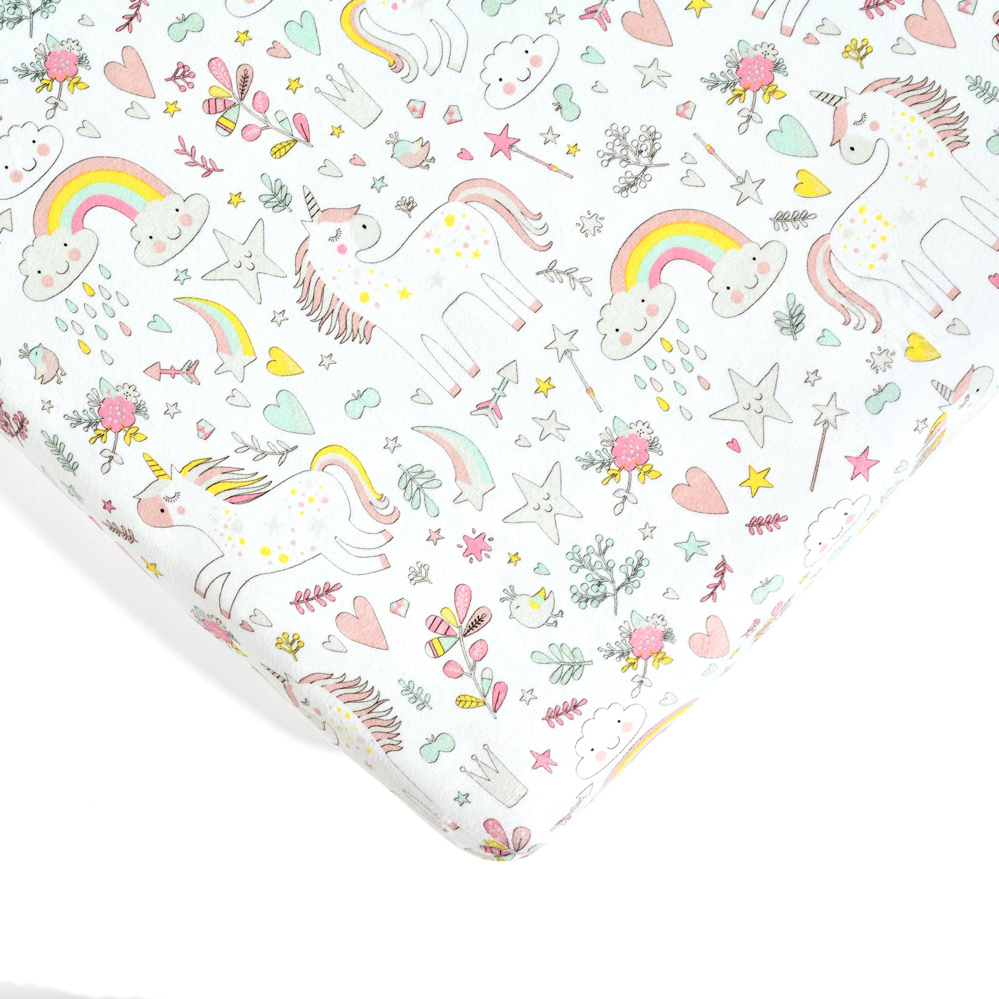 Unicorn Heart Rainbow Soft & Plush Fitted Crib Sheet 2 Pack Set