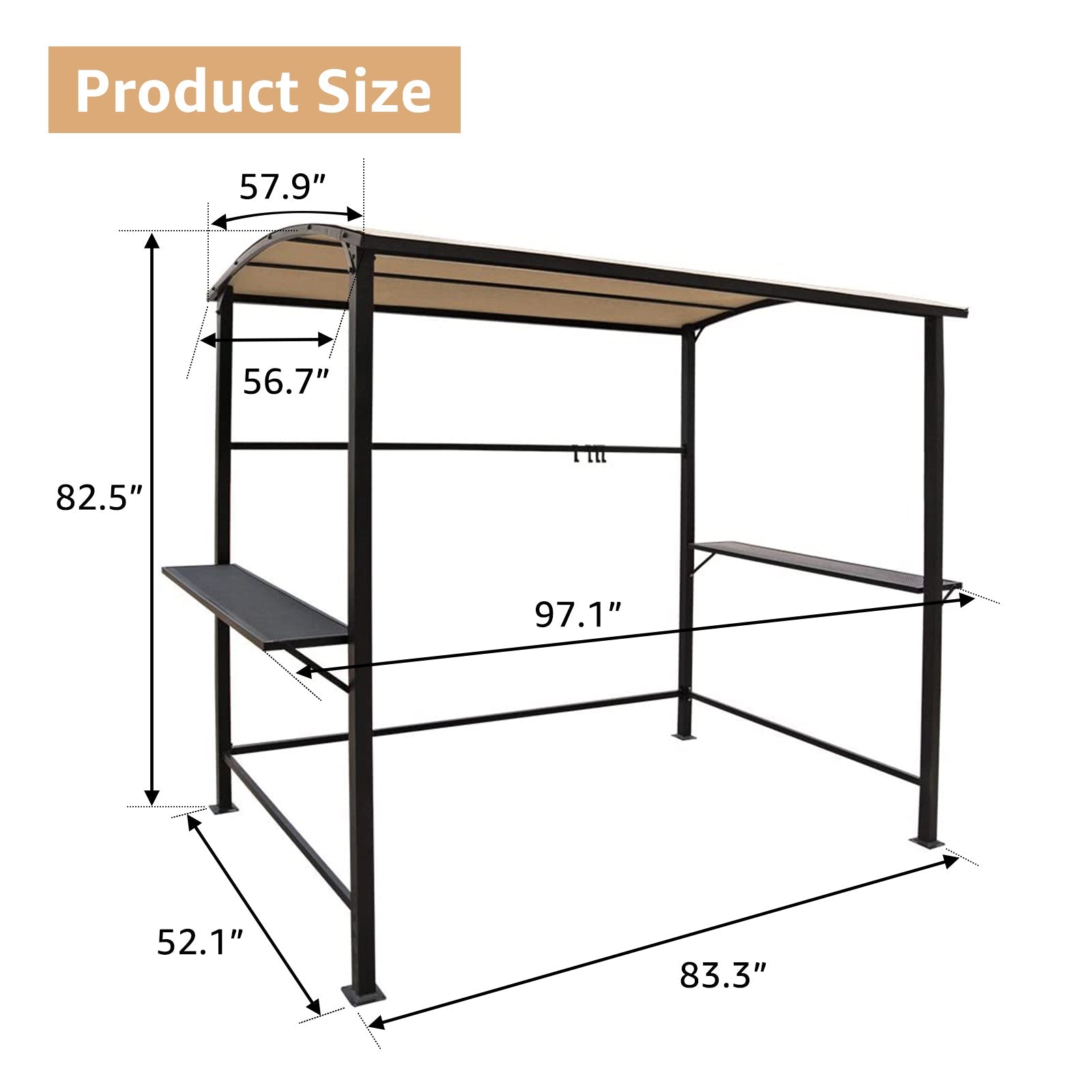 Grill Gazebo 8FT x 4.6FT Outdoor Gazebo Patio Gazebo Canopy Grill BBQ, Beige