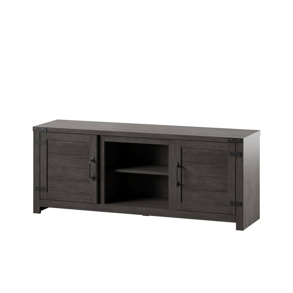 Twin Star Home 60 in. Weathered Gray TV Stand Fits TV's up to 65 in. with Planked Doors and Nail Head Details TC60-6714-PG77