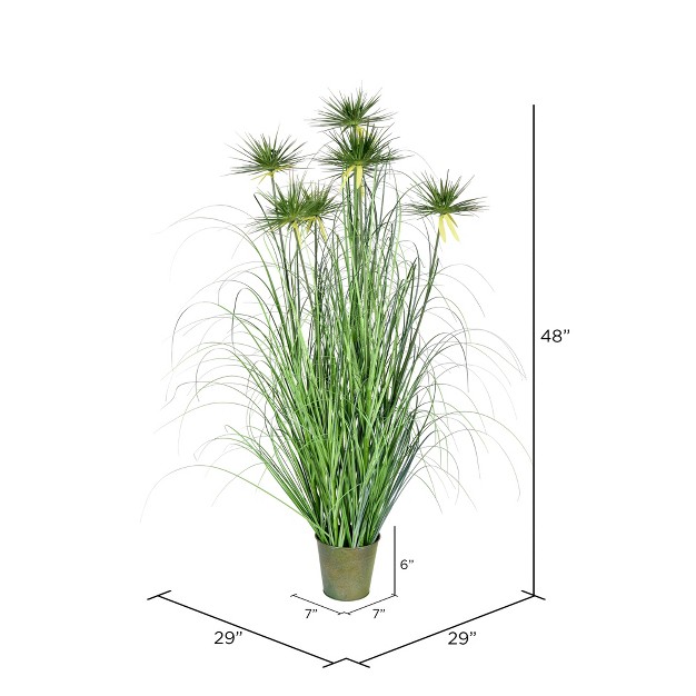 Vickerman Artificial Potted Artificial Grass And Cyperus Heads