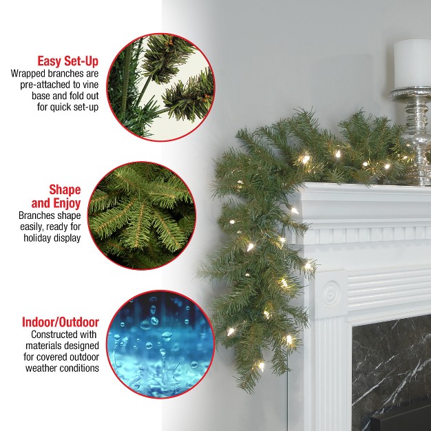 National Tree Company Pre lit Artificial Christmas Garland Green Norwood Fir White Lights Plug In Christmas Collection 9 Feet