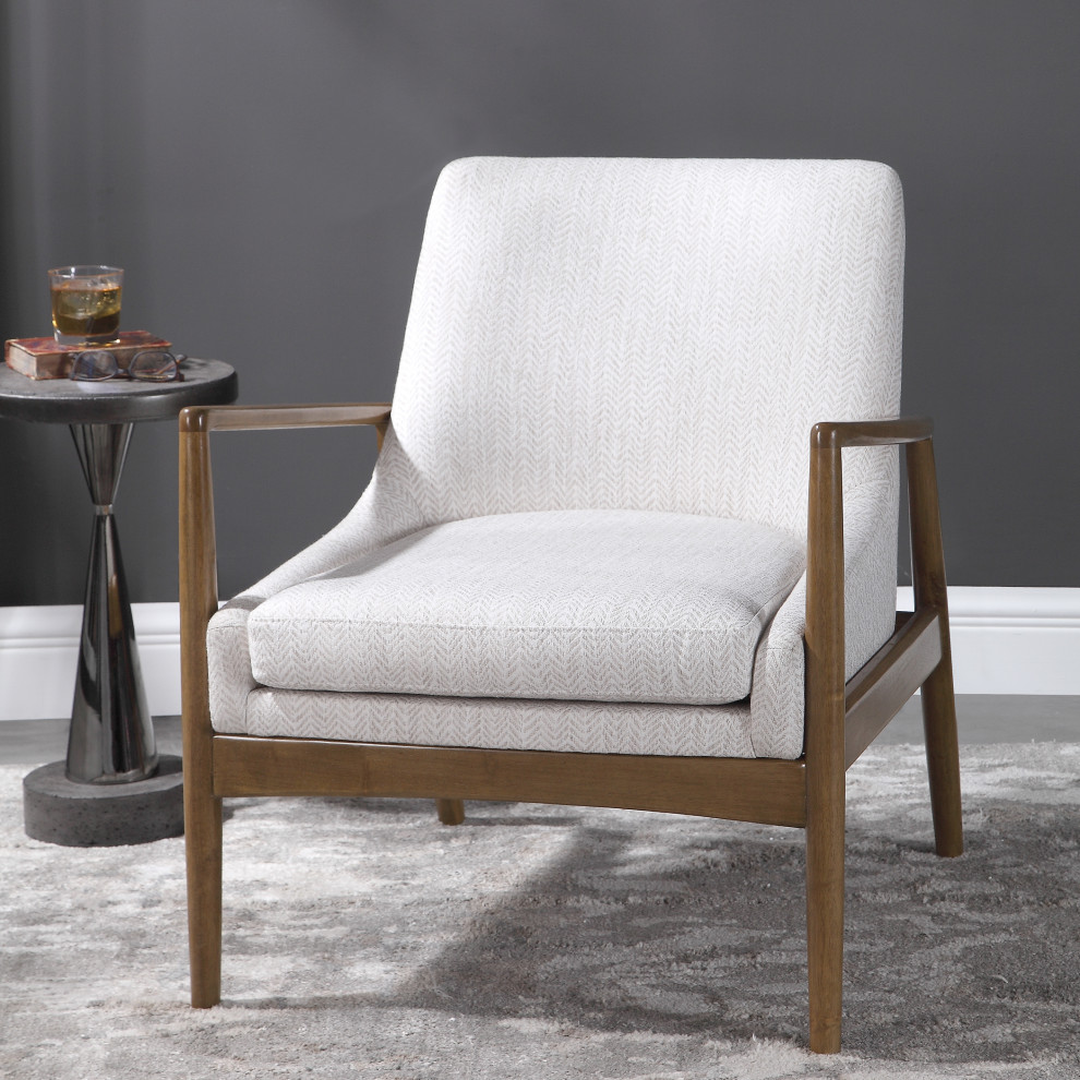 Uttermost Bev White Accent chair   Midcentury   Armchairs And Accent Chairs   by Lighting World Decorators  Houzz