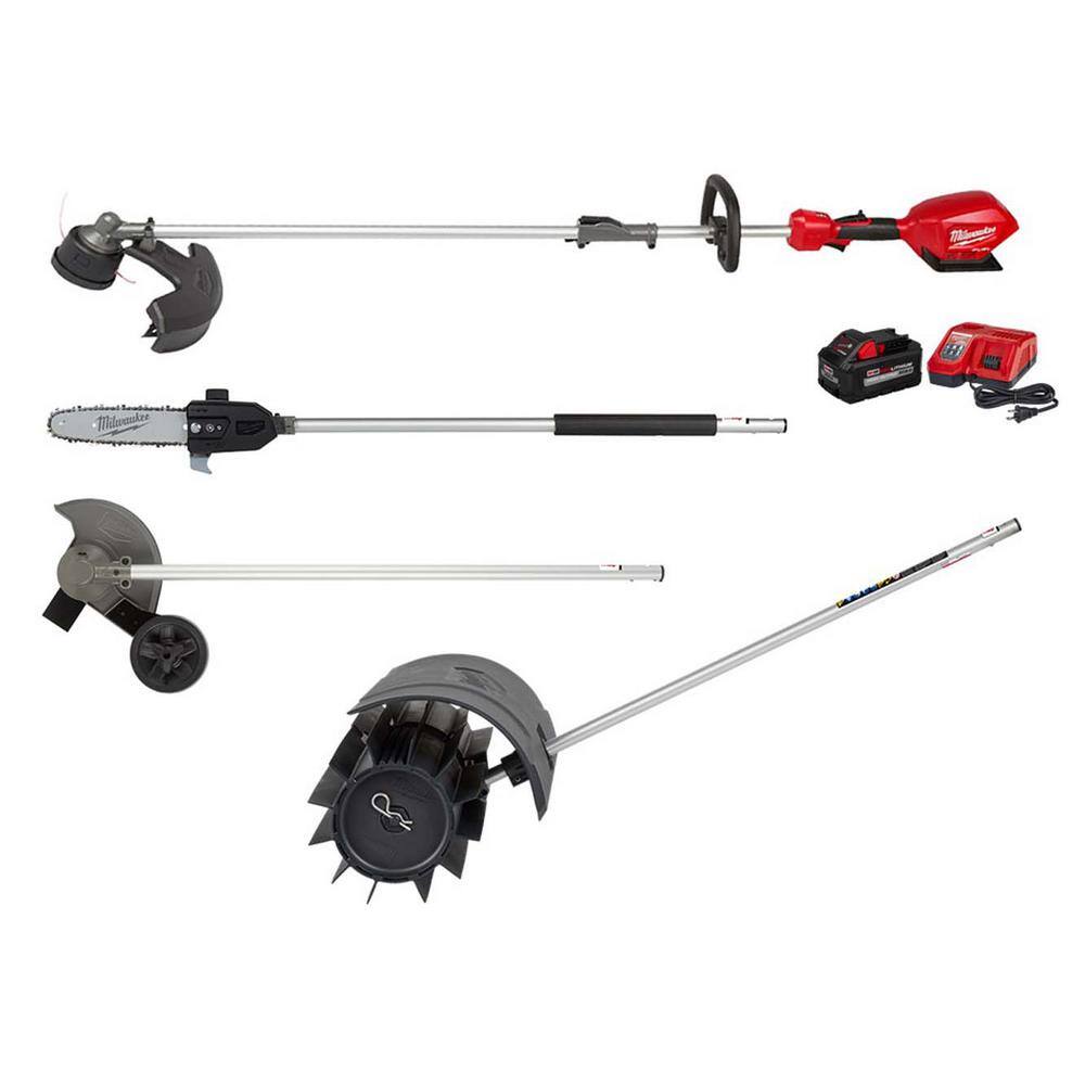 MW M18 FUEL 18V Lithium-Ion Brushless Cordless QUIK-LOK String Trimmer 8Ah Kit wRubber Broom Pole Saw Edger Attachments 2825-21ST-49-16-2740-49-16-2720-49-