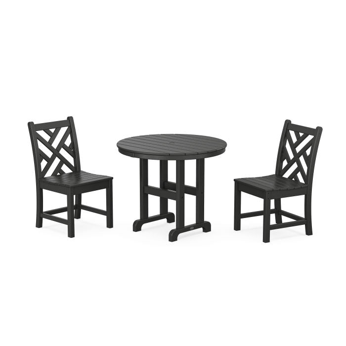 Polywood Chippendale Side Chair 3-Piece Round Dining Set PWS1325-1