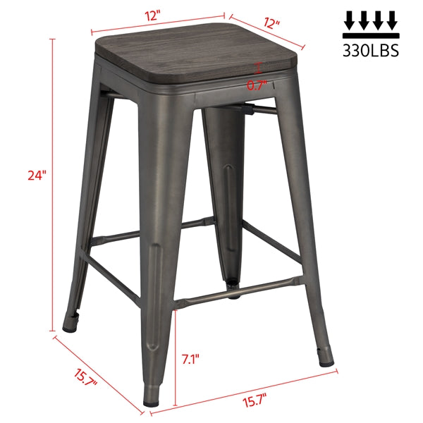 Topeakmart Bar Stool， Gunmetal， Set of 4