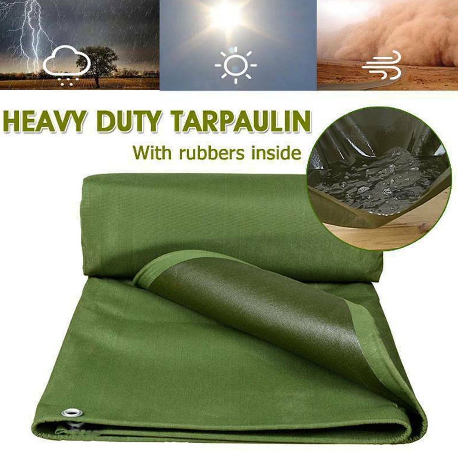 uyoyous 10x10ft Heavy Duty Waterproof Canvas Tarp Outdoors Truck Tarps Water Resistant UV Resistant Tarpaulin Cover for Car Boat Camping Firewood Woodpile