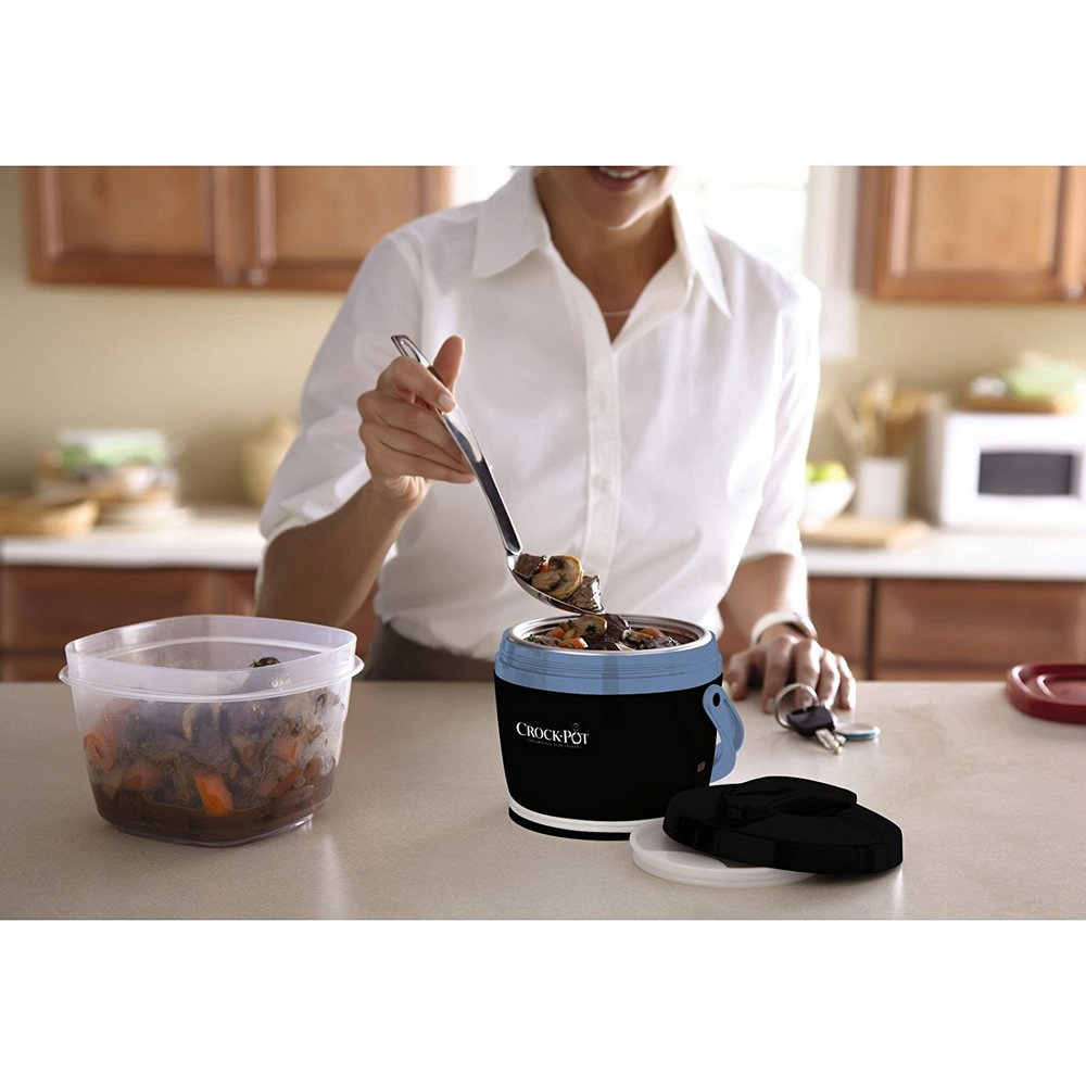 Crock-Pot SCCPLC200-BK Lunch Crock Warmer 20 oz Black and Sky Blue