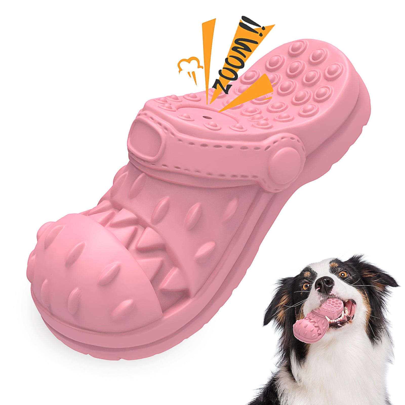 MASBRILL Squeaky Dog Toy Large Dog Chew Toys for Aggressive Chewers Rubber Dog Shoes Shape Toothbrush Toys