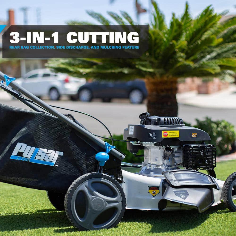 Pulsar 21 in 200 cc Gas Recoil Start Walk Behind Push Mower SelfPropelled 3in1 with 7 Position Height Adjustment