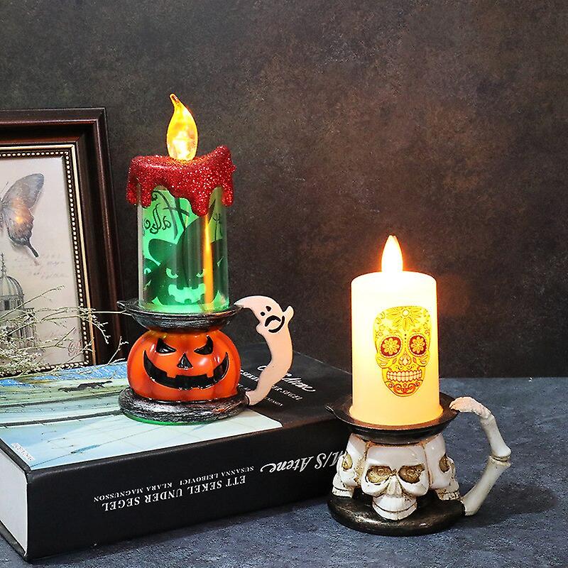 Halloween Costume Props Led Candle Lamp Pumpkin Lantern Horror Decoration Skull Wind Lights，decorative Gifts For Boys And Girls