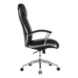 Modern Comfort Verismo Bonded Leather High-Back Executive Chair， Black/Chrome， BIFMA Certified