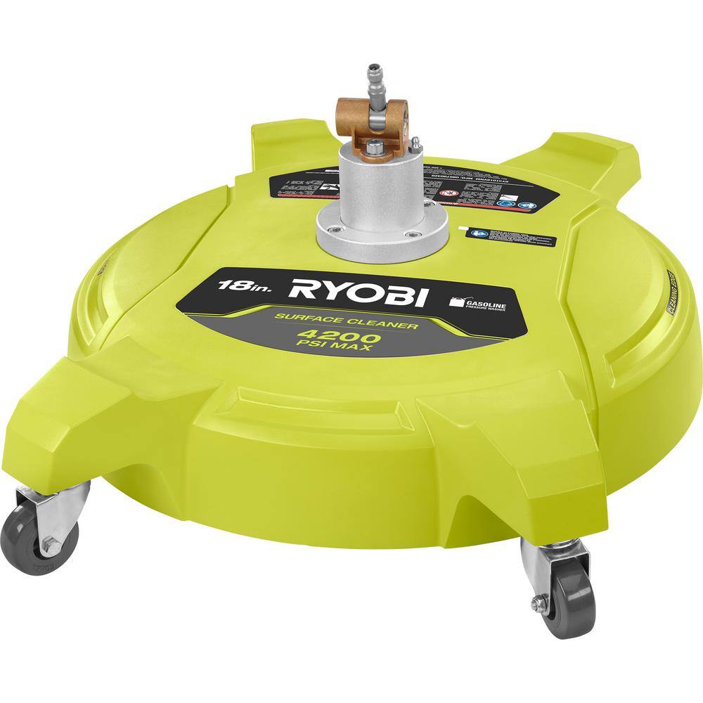 RYOBI 18 in. 4200 PSI Quick Connect Pressure Washer Surface Cleaner for Gas Pressure Washers with Caster Wheels RY31018